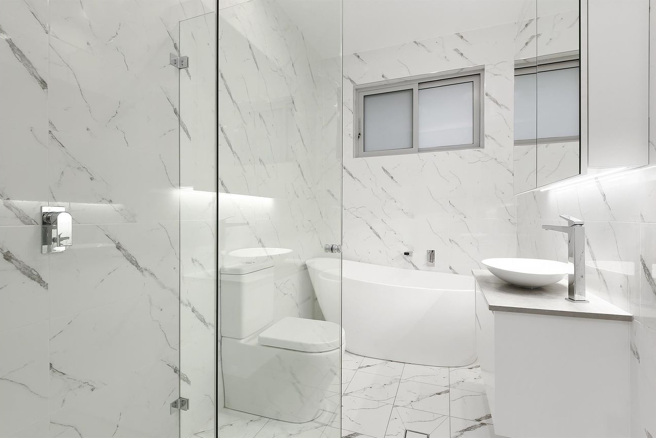 Small modern bathroom design with sleek fittings
